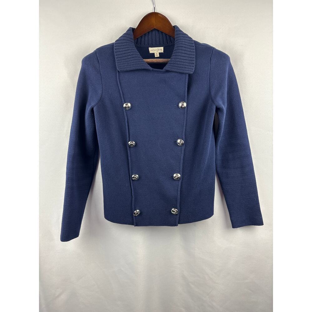 Women’s Maison Jules Small Navy Blue Double Breasted Short PeaCoat Sweater